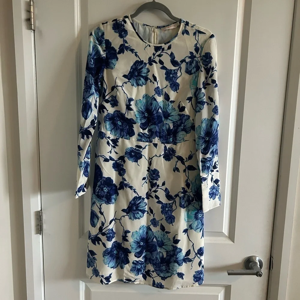 Tory Burch Giovanna Long Sleeve Floral Silk Dress